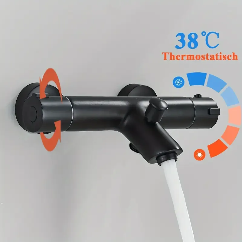 ТЕРМОСТАТЕН, ЗА ДУШ, ЧЕРЕН МАТ